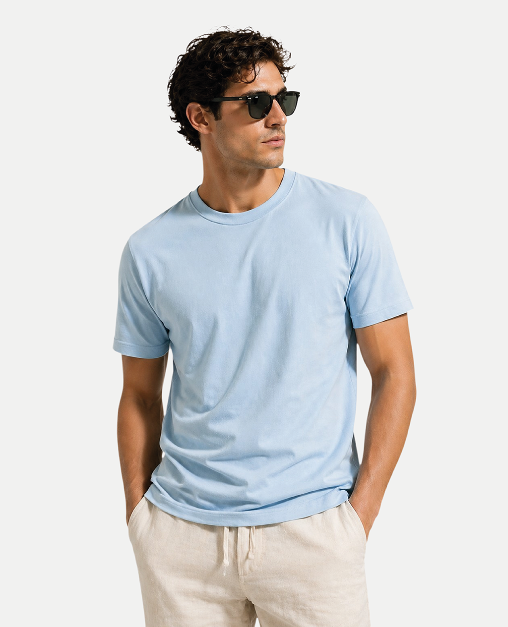 T-Shirt Glacier Blue Round Neck | Limited Edition Pima Cotton Men