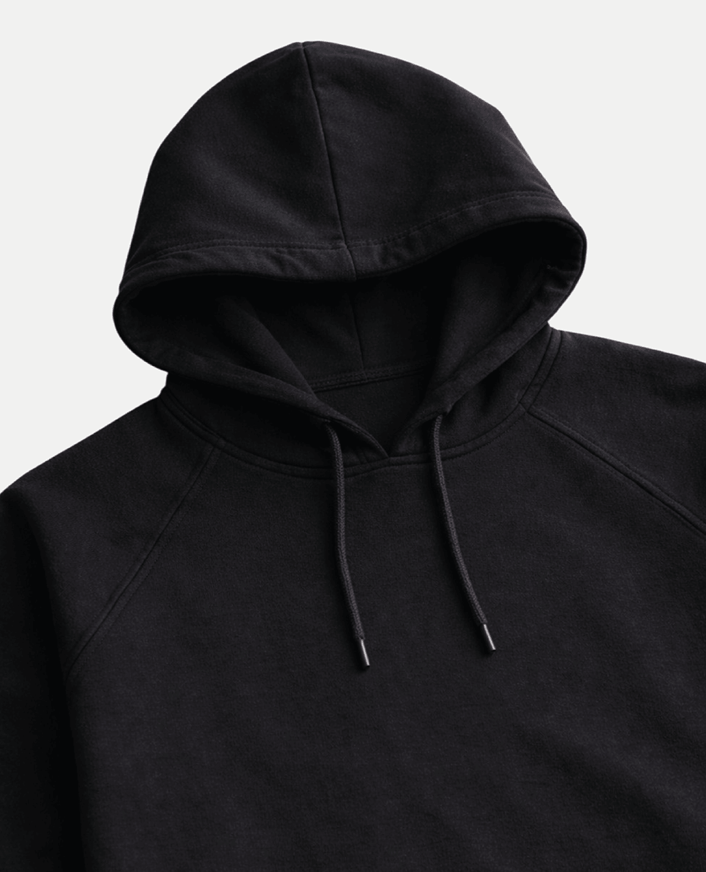 Hoodie Black Lightweight Round Neck | Pima Cotton