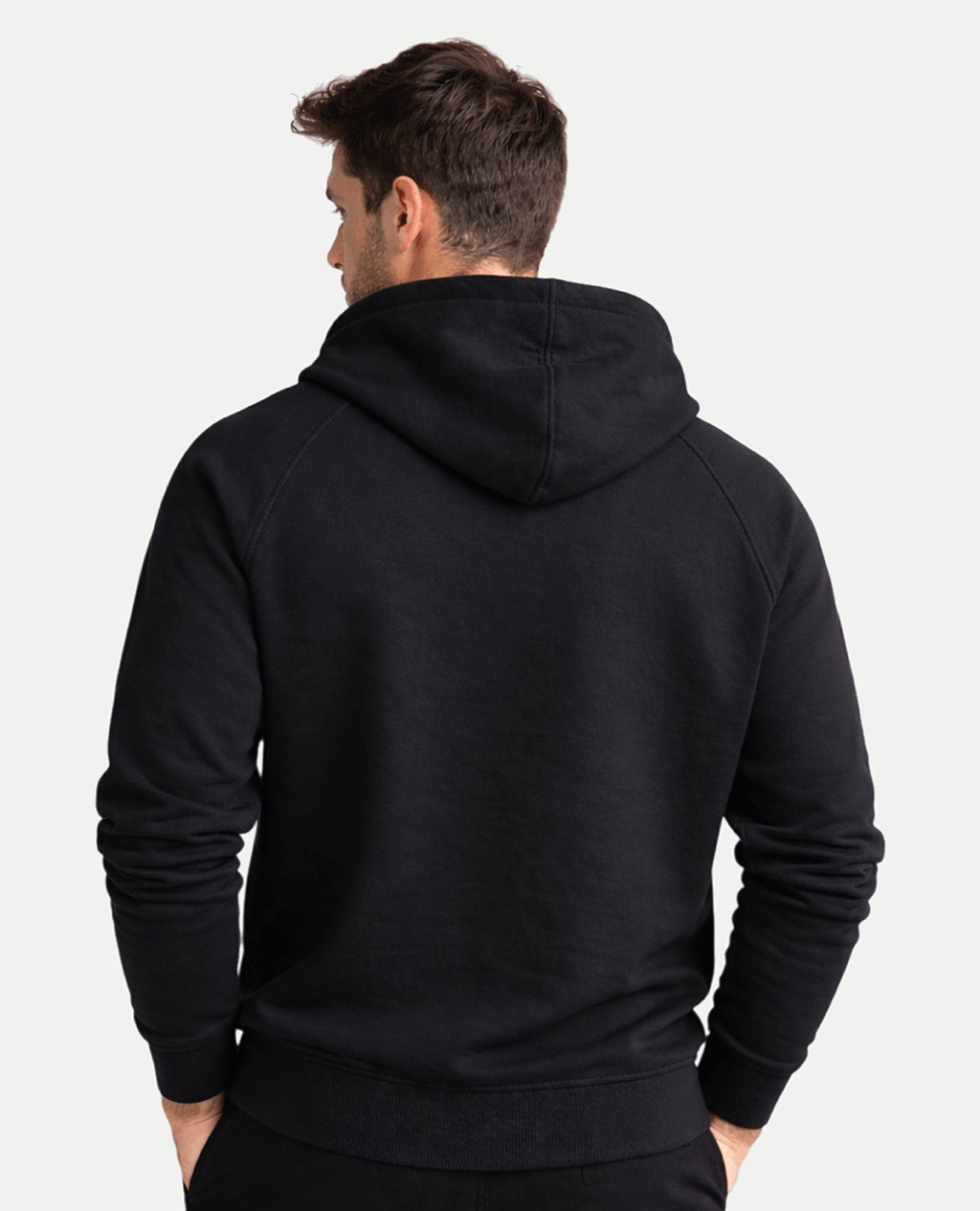 Hoodie Black Lightweight Round Neck | Pima Cotton
