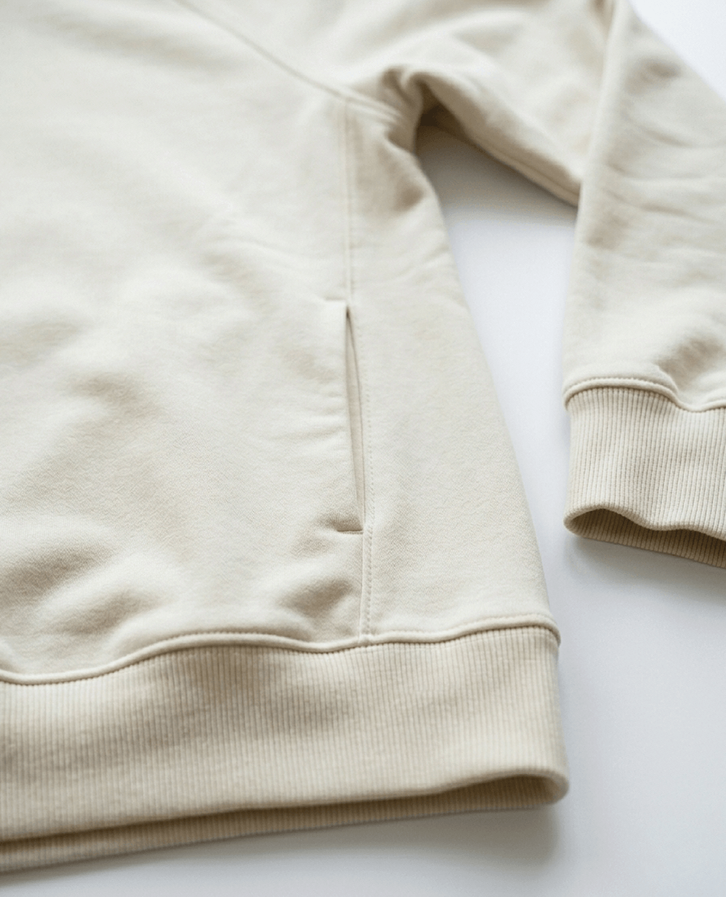 Hoodie Cream Lightweight Round Neck | Pima Cotton