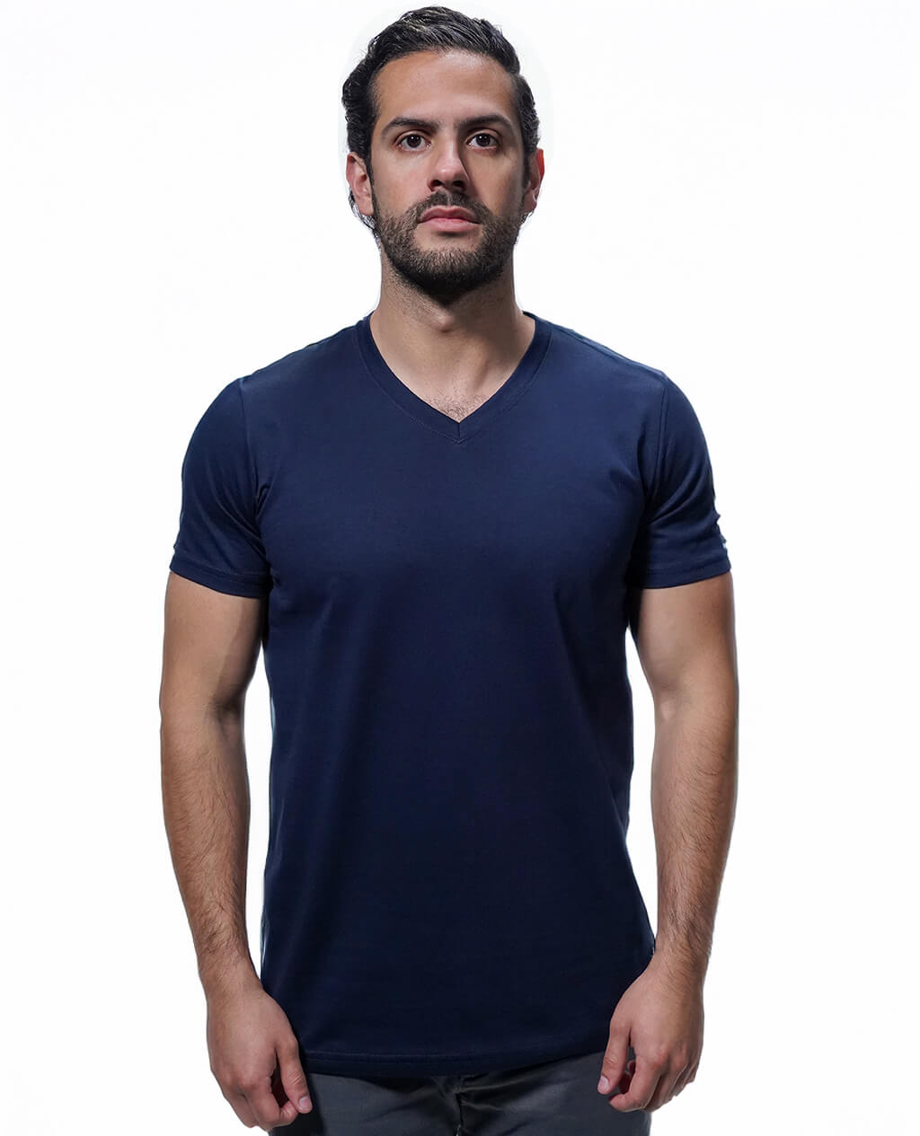 T-Shirt Navy Blue V Neck | Pima Cotton Men