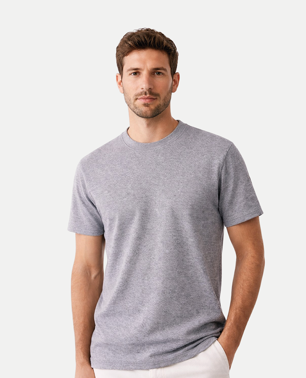 T-Shirt Gray Sport Round Neck | Piqué Pima Cotton Men