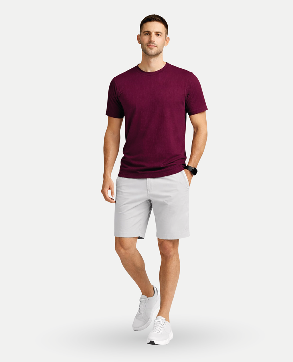 T-Shirt Wine Sport Round Neck | Piqué Pima Cotton Men