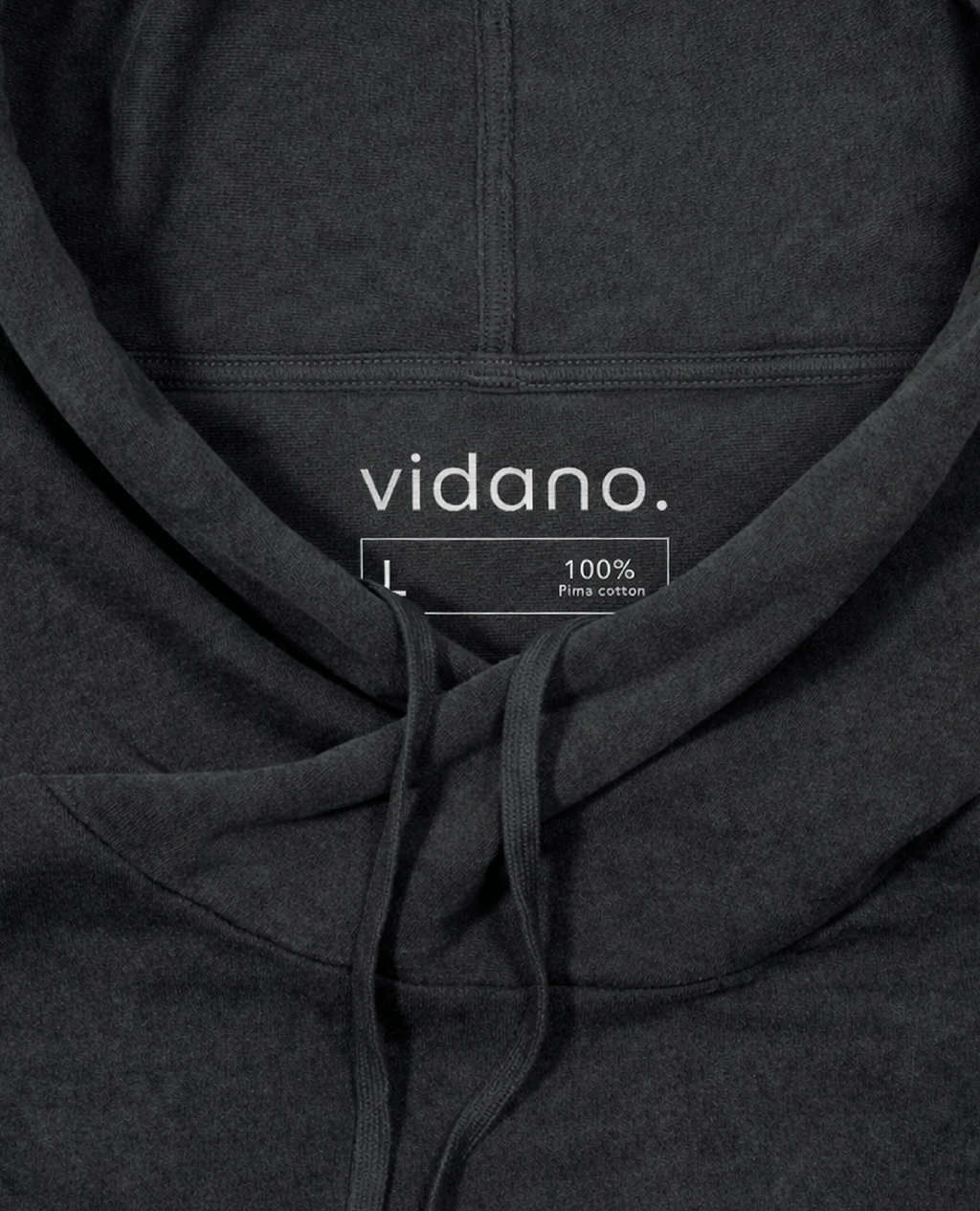 Hoodie Black Lightweight Cross Neck | Pima Cotton