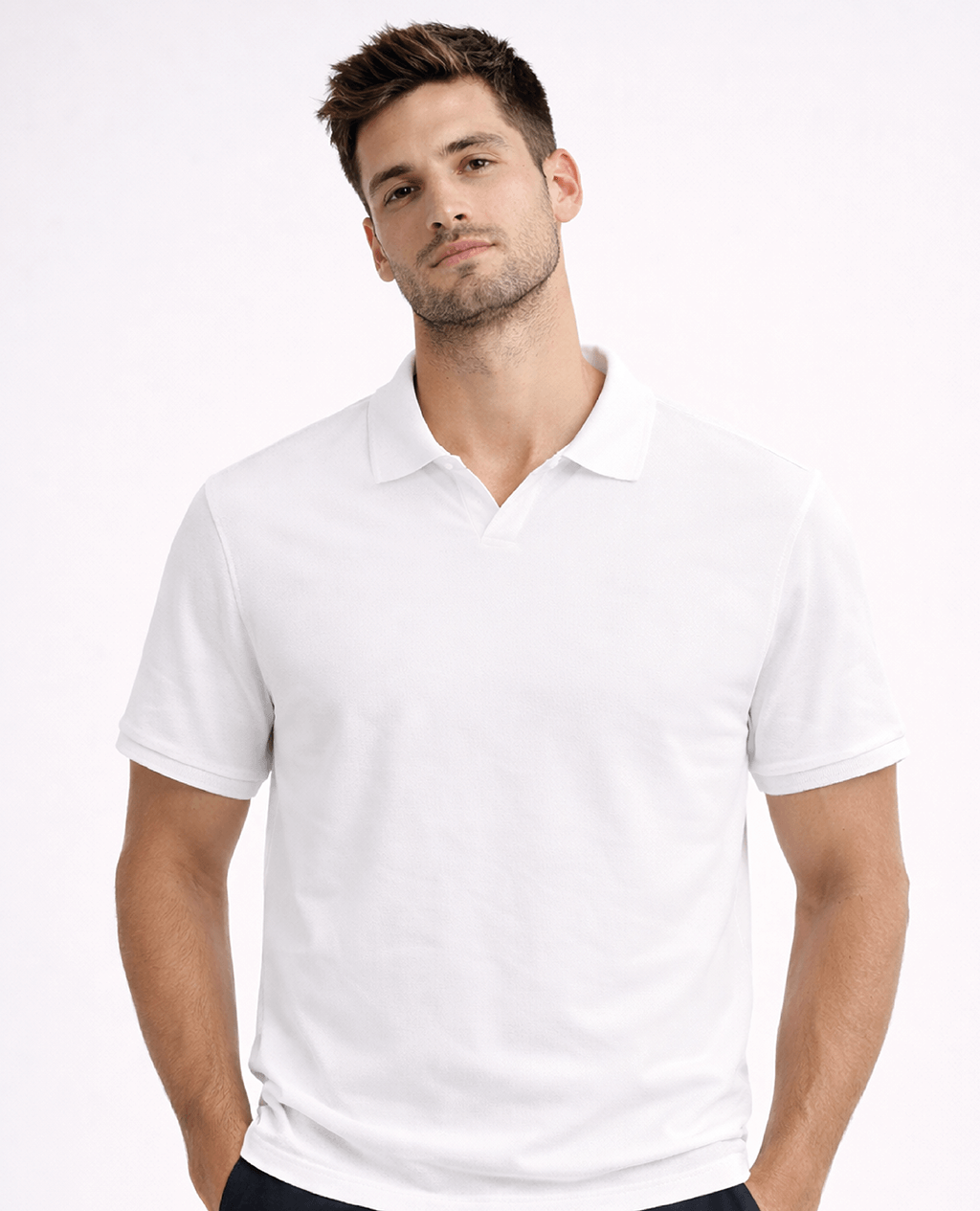 Polo White Open Collar | Pima Cotton Men