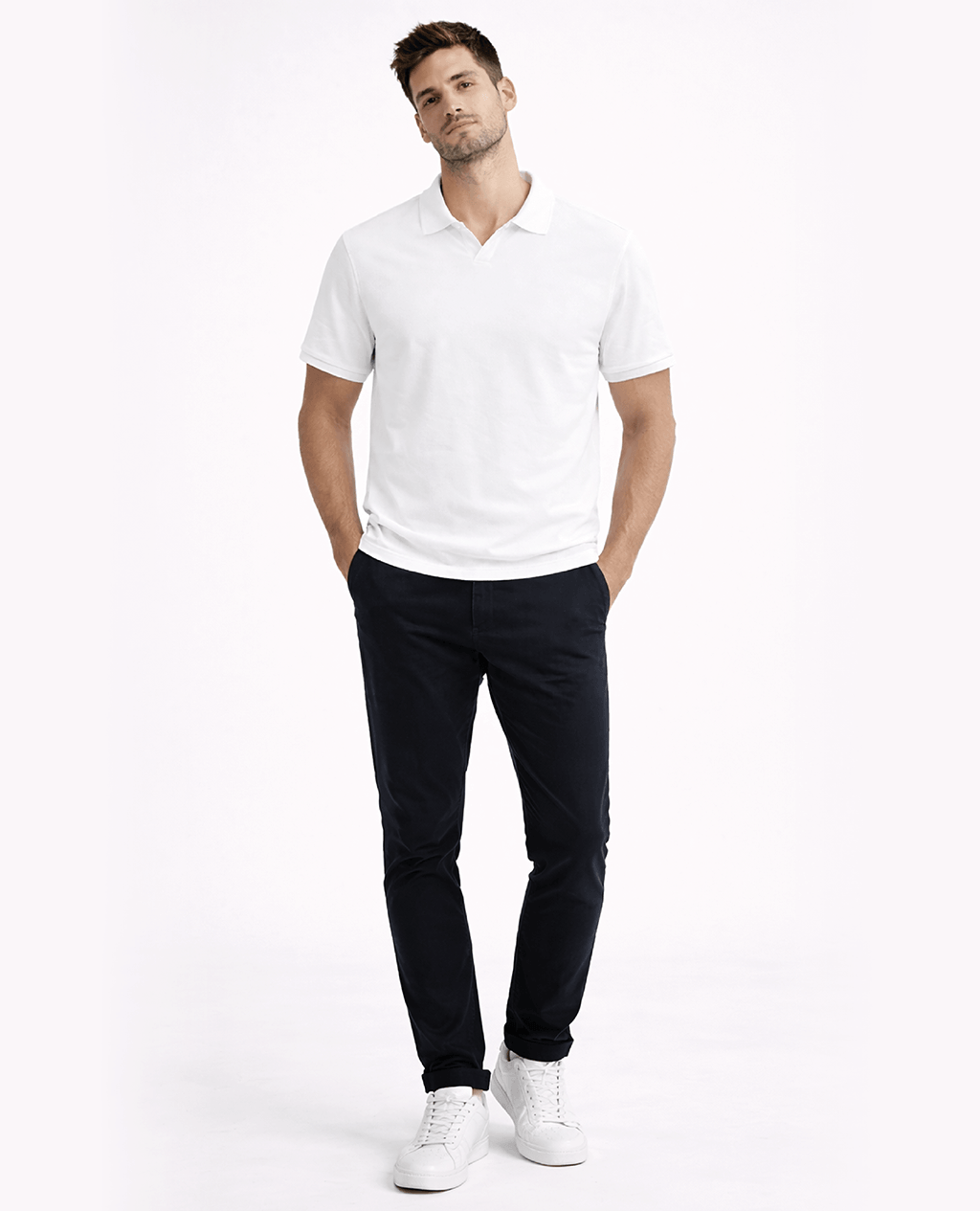 Polo White Open Collar | Pima Cotton Men