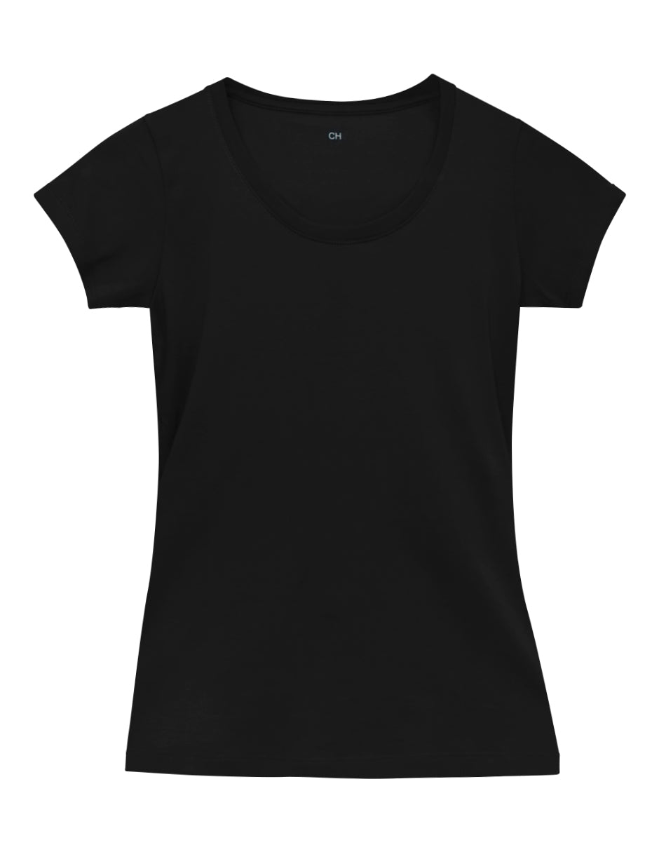 T-Shirt Black Scoop Neck | Pima Cotton Women