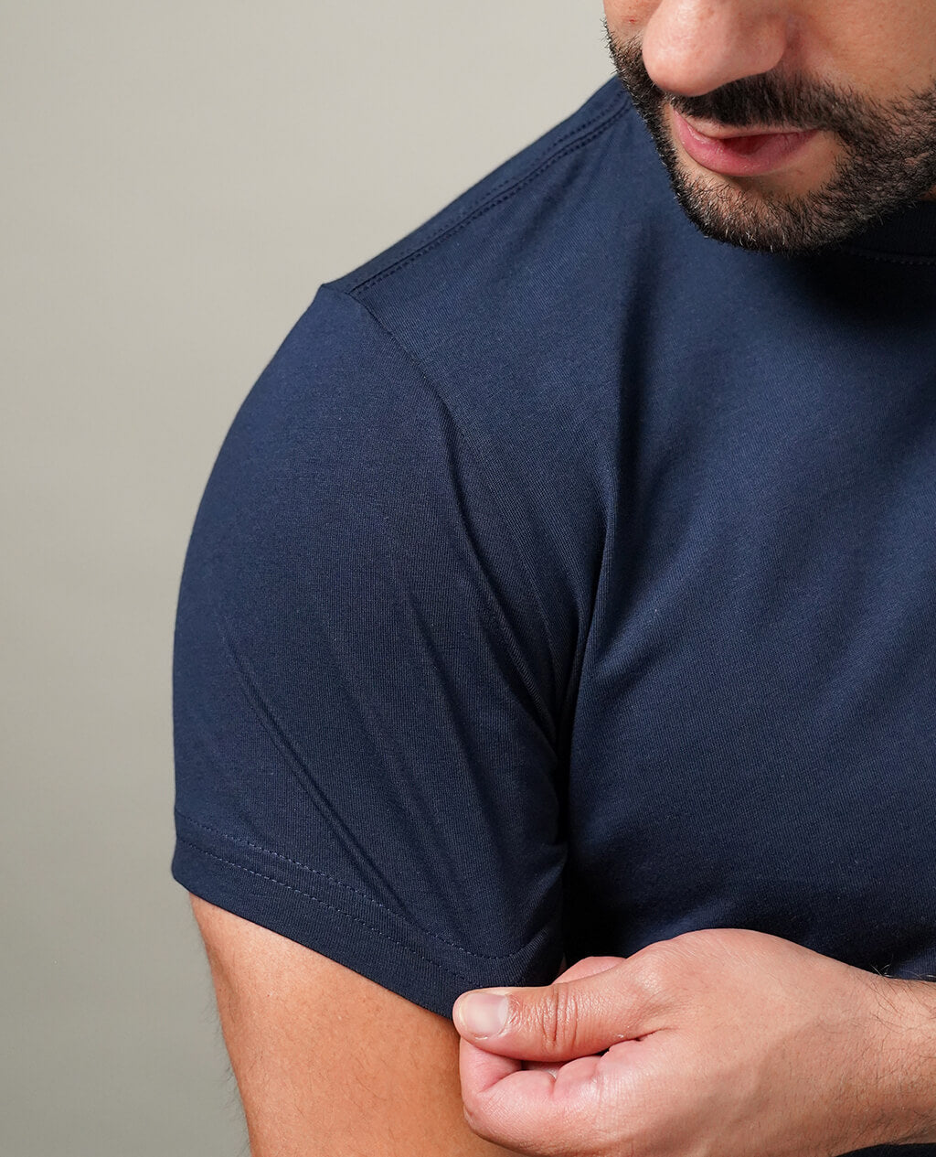 T-Shirt Navy Blue Round Neck | Pima Cotton Men