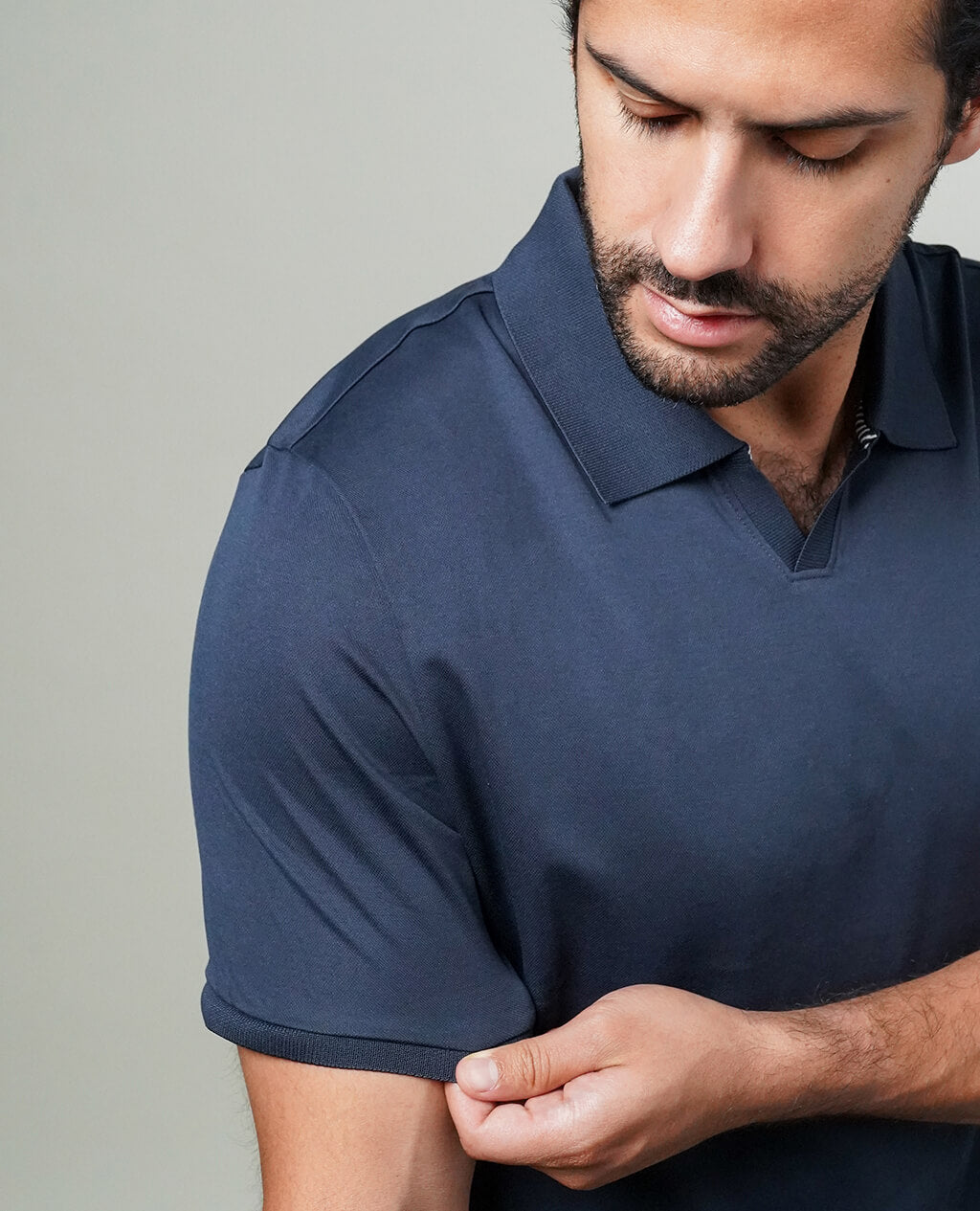 Polo Navy Blue Open Collar | Pima Cotton Men