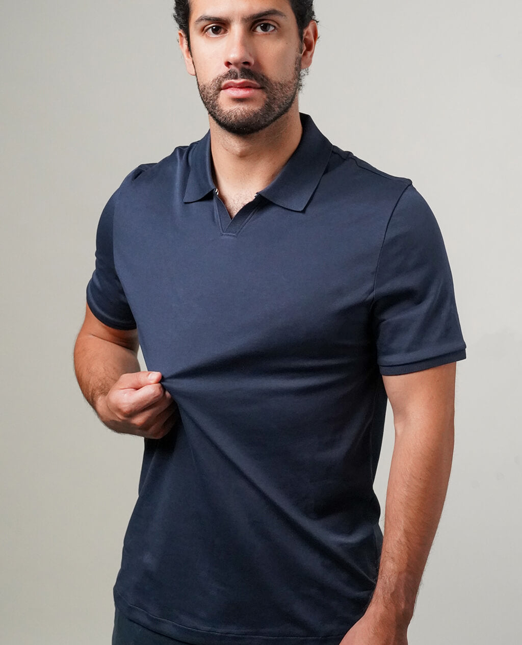 Polo Navy Blue Open Collar | Pima Cotton Men