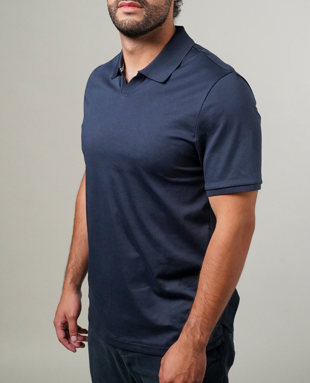 Polo Navy Blue Open Collar | Pima Cotton Men