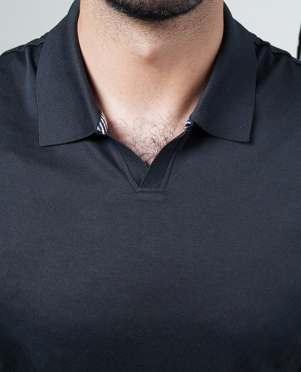 Polo Black Open Collar | Pima Cotton Men