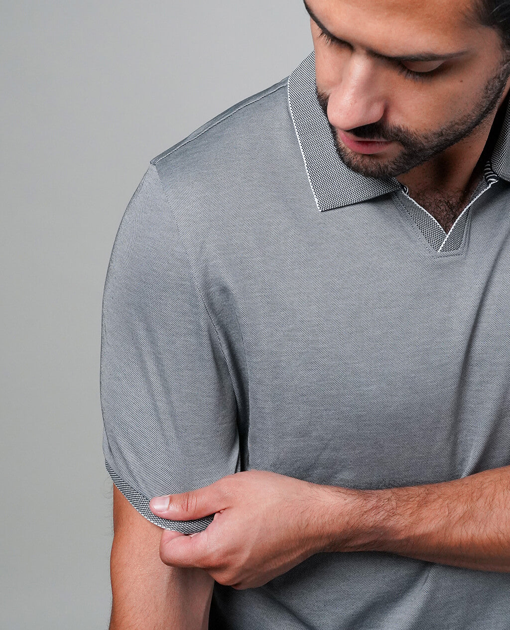 Polo Light Gray Open Collar | Pima Cotton Men